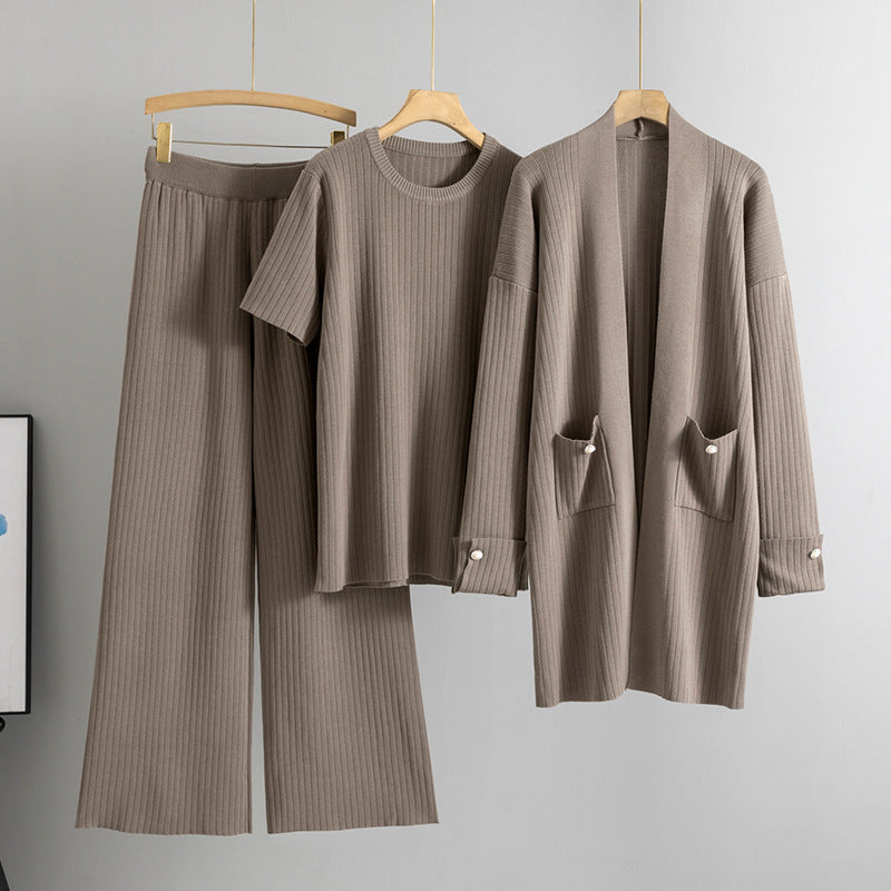 Elegant Knitted Three-piece Set