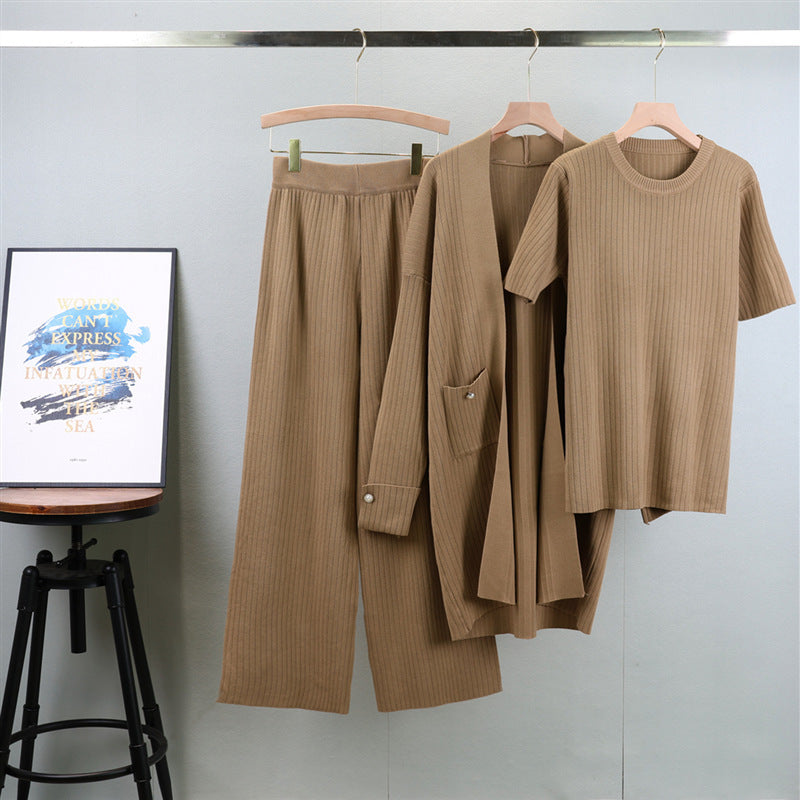Elegant Knitted Three-piece Set