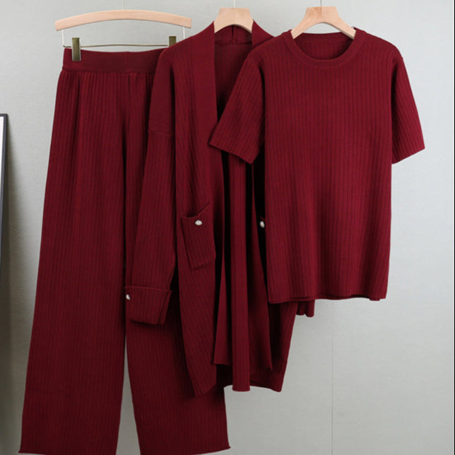 Elegant Knitted Three-piece Set