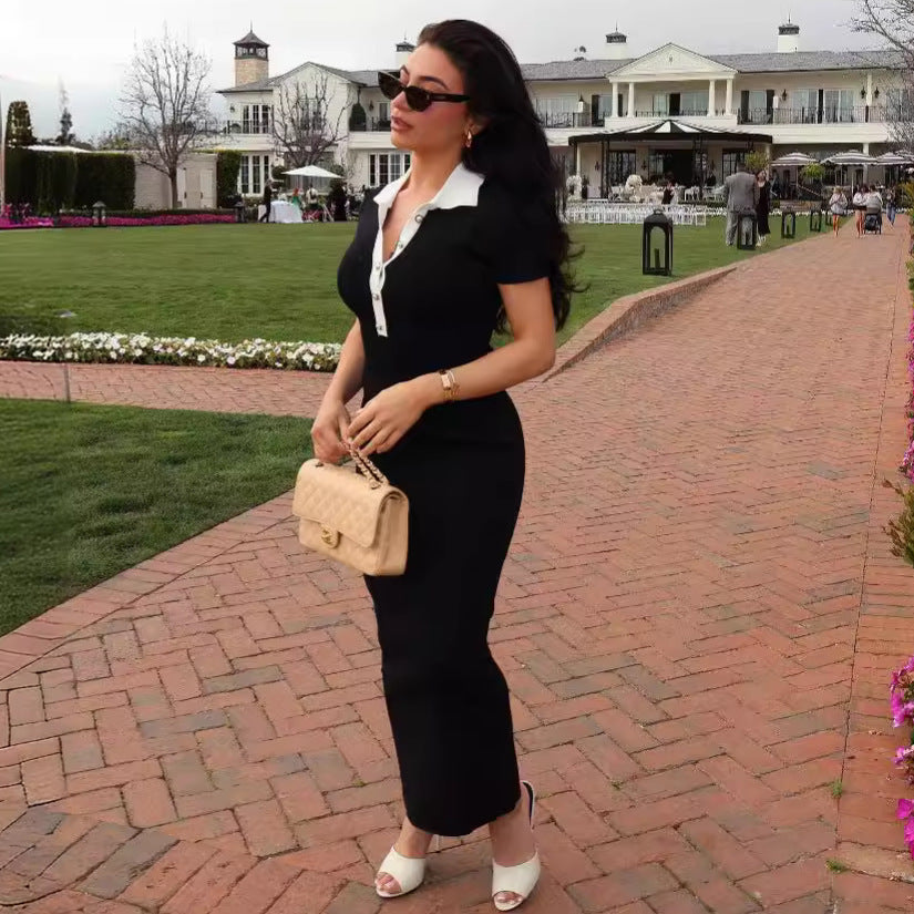 Long Knitted Polo Dress