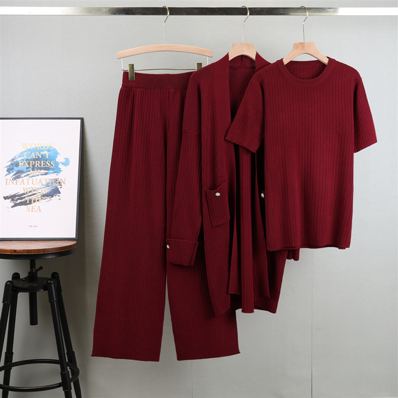 Elegant Knitted Three-piece Set