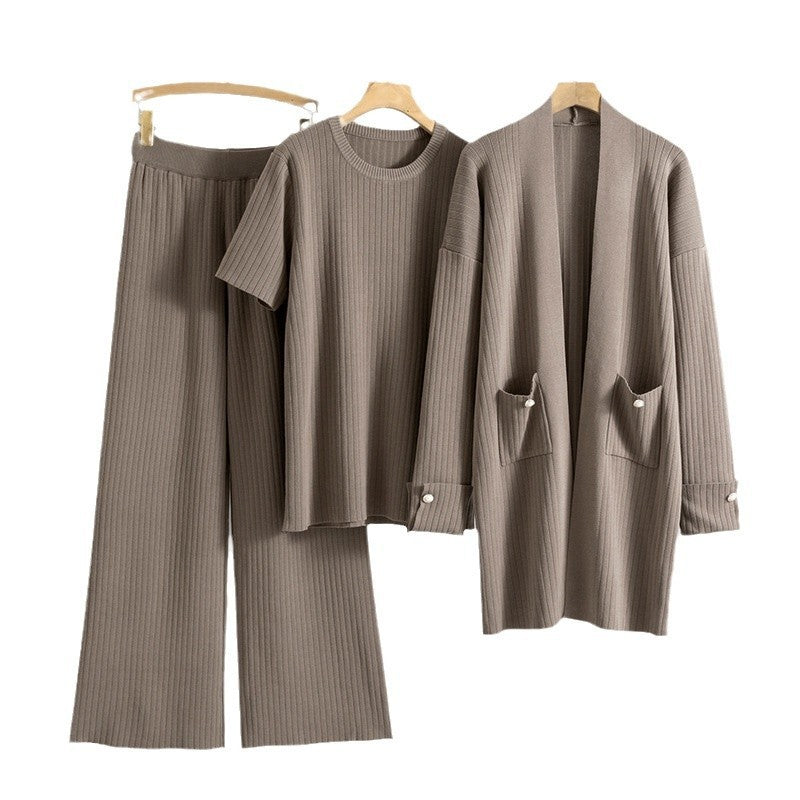 Elegant Knitted Three-piece Set
