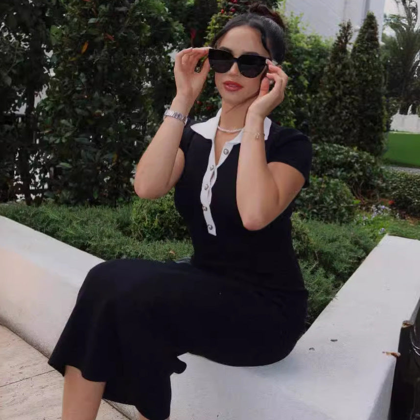 Long Knitted Polo Dress