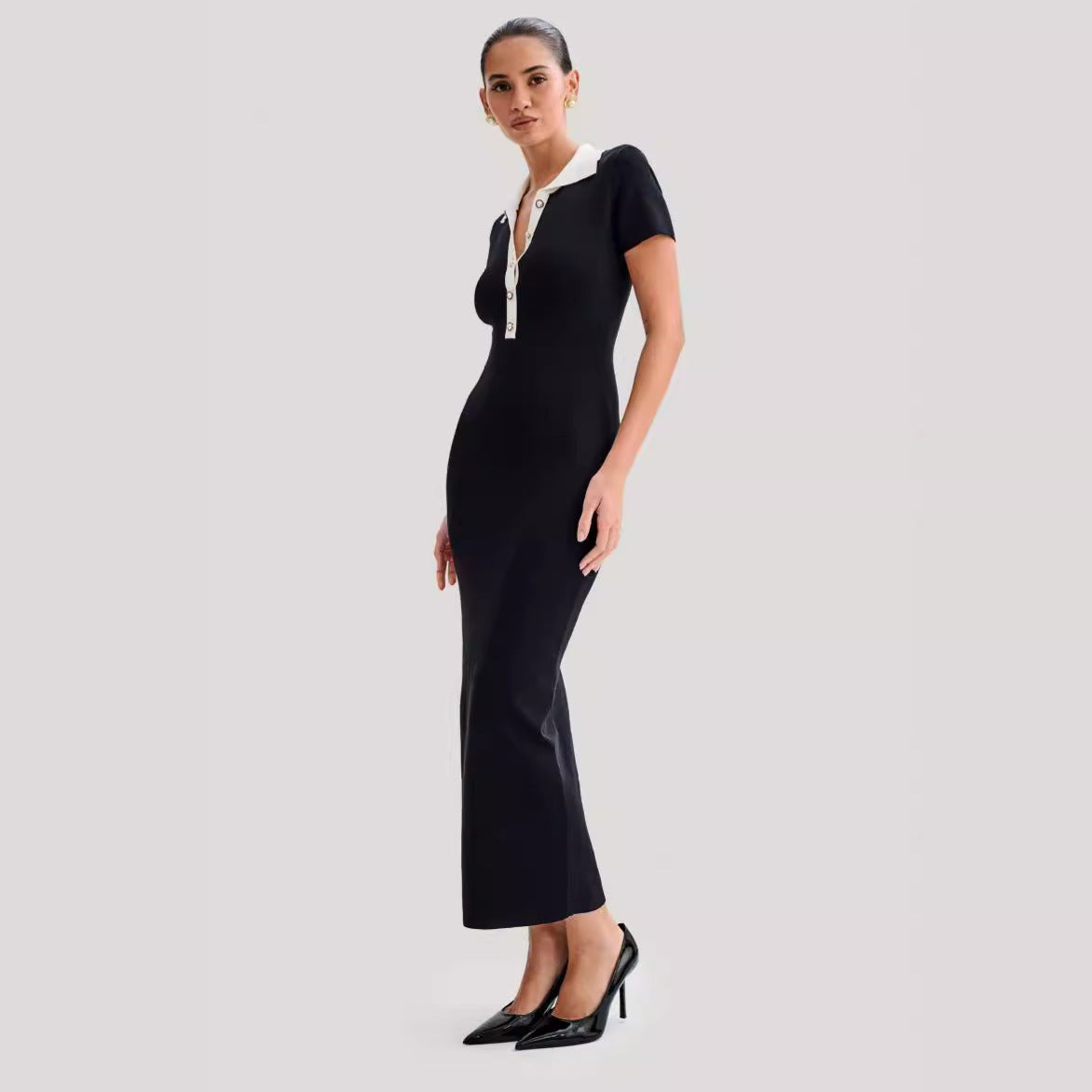 Long Knitted Polo Dress
