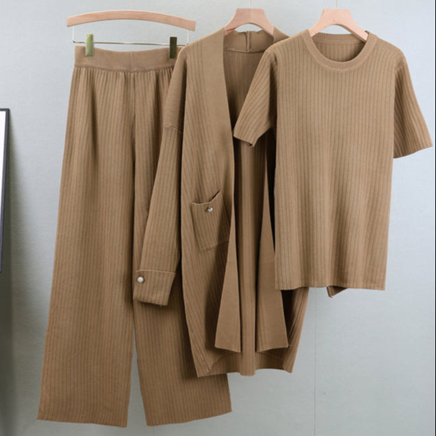 Elegant Knitted Three-piece Set
